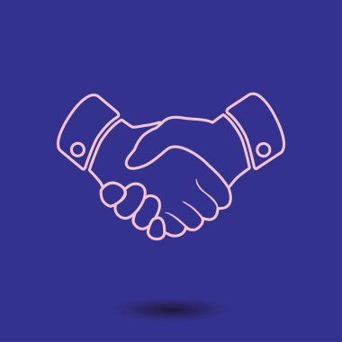 El sıkışma işareti simgesi. Başarılı iş sembolü. Düz tasarım stili.