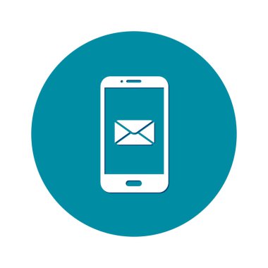 Akıllı telefon e- postası veya SMS simgesi. Mobil posta imzası simgesi.