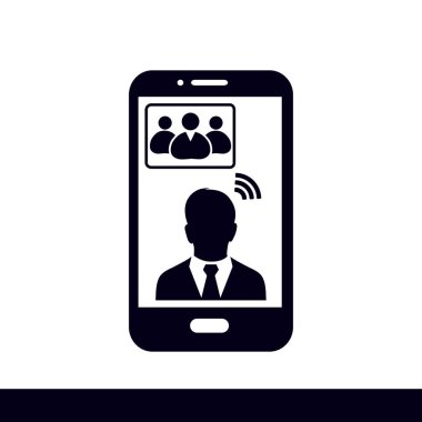 Online konferans akıllı telefon simgesi.