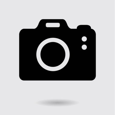 Fotoğraf kamera simgesi. DSLR kamera işareti simgesi. Dijital fotoğraf makinesi. Düz tasarım stili. 
