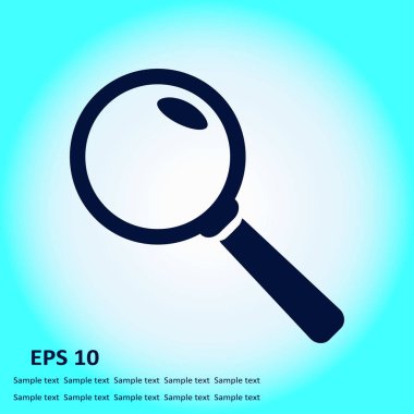 Büyüteç simgesi. Arama düğmesi. Büyüteç Camı. Düz tasarım stili. 