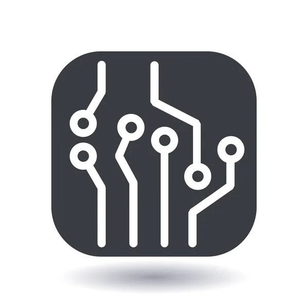 Icono Placa Circuito Esquema Tecnología Símbolo Cuadrado Estilo Diseño Plano — Archivo Imágenes Vectoriales