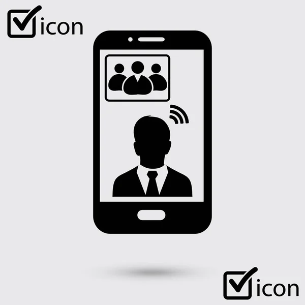 Icono Teléfono Inteligente Conferencia Línea Voz Videoconferencia Través Smartphones Tabletas — Vector de stock