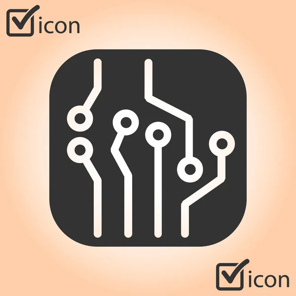 Leiterplattensymbol Technologie Schema Quadratischen Symbol Flacher Designstil — Stockvektor