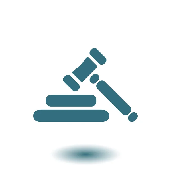 Auction Hammer Symbol Law Judge Gavel Icon Flat Design Style — Stock Vector