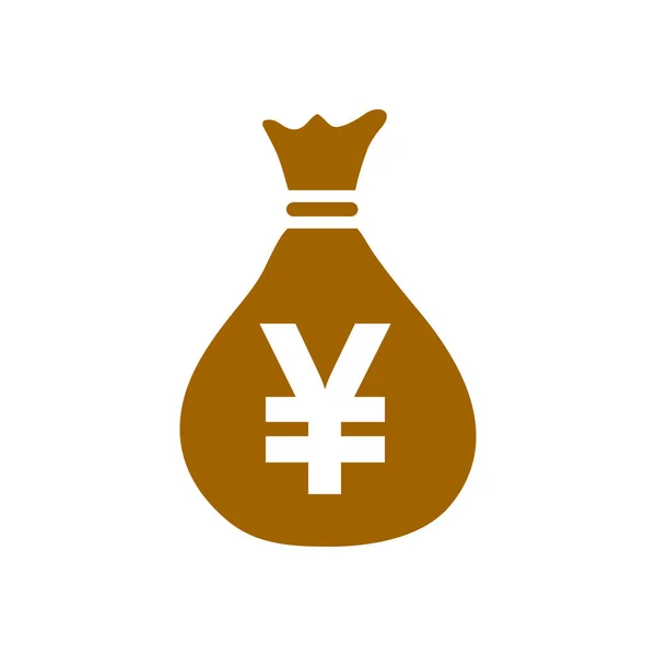 Money Bag Icon Yen Jpy Currency Speech Bubble Symbol Flat — Stock Vector
