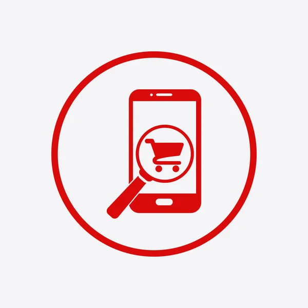 Glas Auf Der Suche Nach Einkäufen Smartphone Online Shopping Symbol — Stockvektor