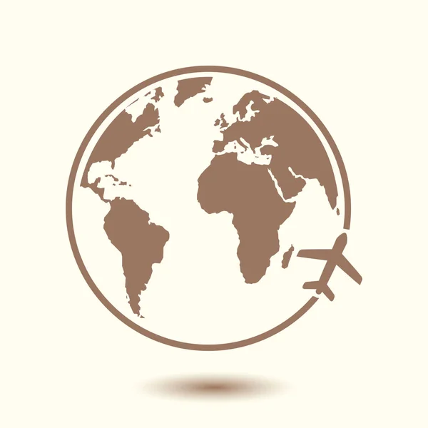 Airplane Icon Travel Trip World — Stock Vector