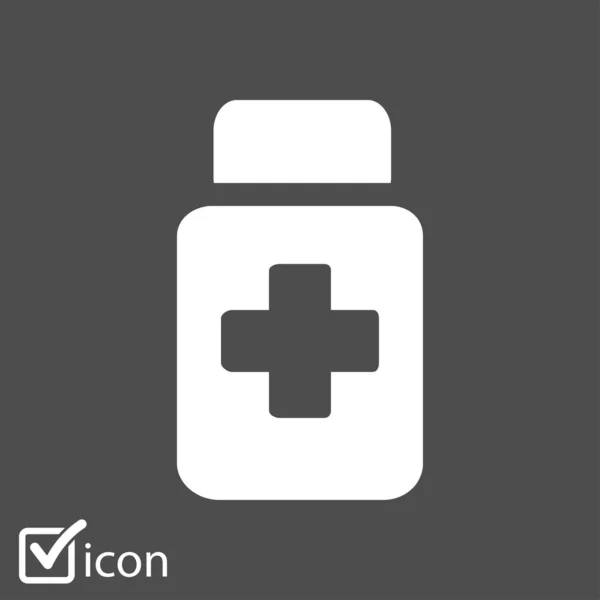 Drugs Ondertekenen Pictogram Pak Met Pillen Platte Ontwerpstijl Vector Eps — Stockvector