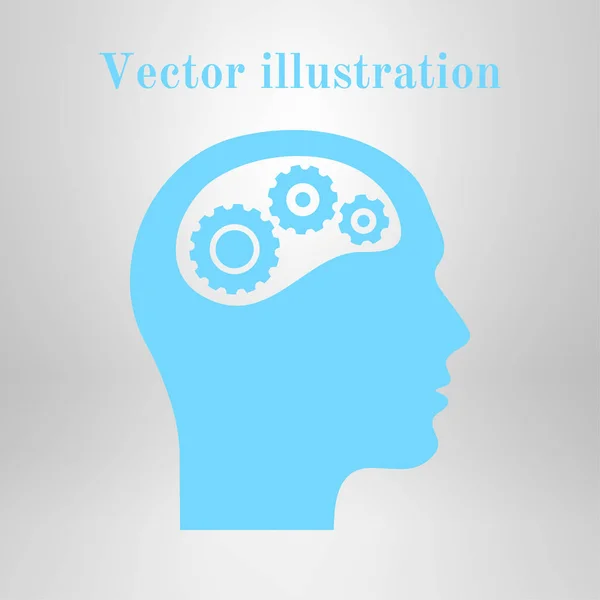 Thinking Icon Silhouette Gear Head — Stock Vector
