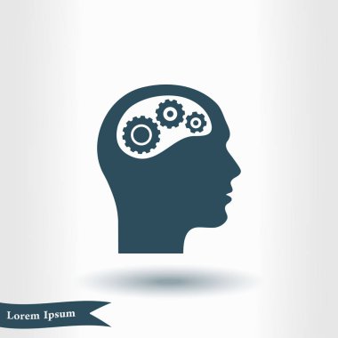 Düşünme simgesi. Kafa vitese silüeti 