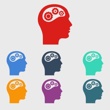 Düşünme simgesi. Kafa vitese silüeti 