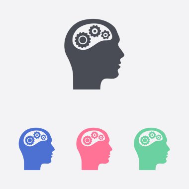 Düşünme simgesi. Kafa vitese silüeti 