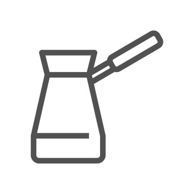 Doğrusal stil simgesi. Kahve simbol. Türk kahvesi düz tasarım elemanı. Kullanılabilir kontur. 48x48 Piksel Mükemmel