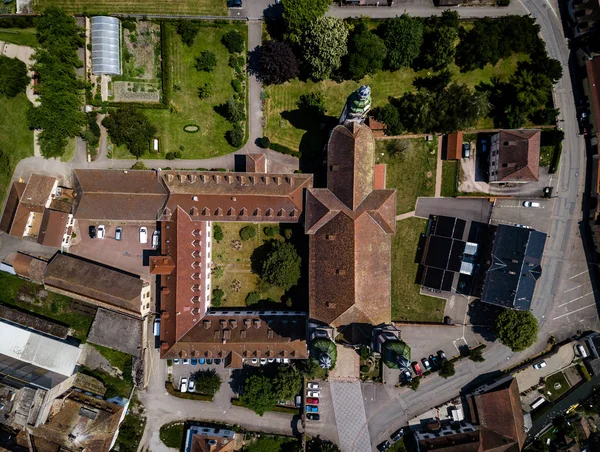 Gwałtowny Wzrost Majestatyczny Kościół Saint Maurice Mało Francuska Wieś Ebersmunster — Zdjęcie stockowe