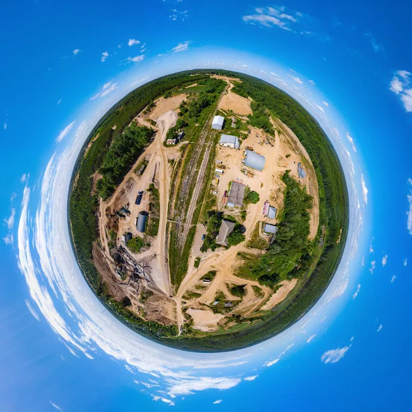 Mała Planeta Panoramiczny Widok Lotnicze Drone Piasku Pit Rosja — Zdjęcie stockowe