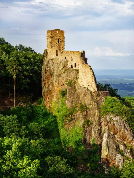 High Resolution Panoramic View Medieval Castle Girsberg Alsace France — Stock Photo, Image
