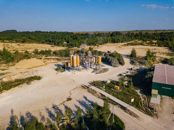 Luchtfoto Van Drone Aan Zand Pit Zonnige Dag Rusland — Stockfoto