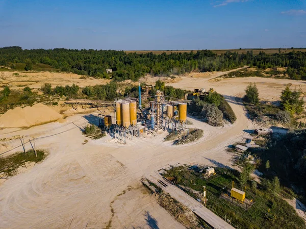 Luchtfoto Van Drone Aan Zand Pit Zonnige Dag Rusland — Stockfoto