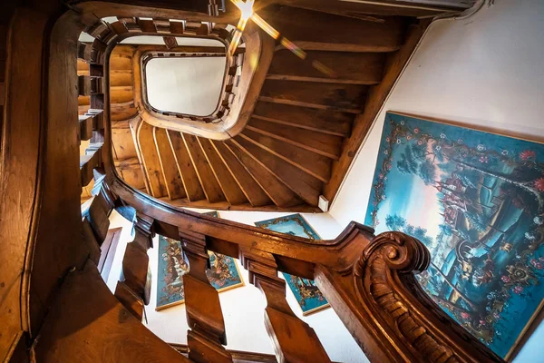 Wooden Spiral Staircase Old House — Stock Photo, Image