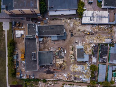 Eski binalar yeni oluşturmak için kırma. Uçağı hava manzara. Moscow, Rusya Federasyonu