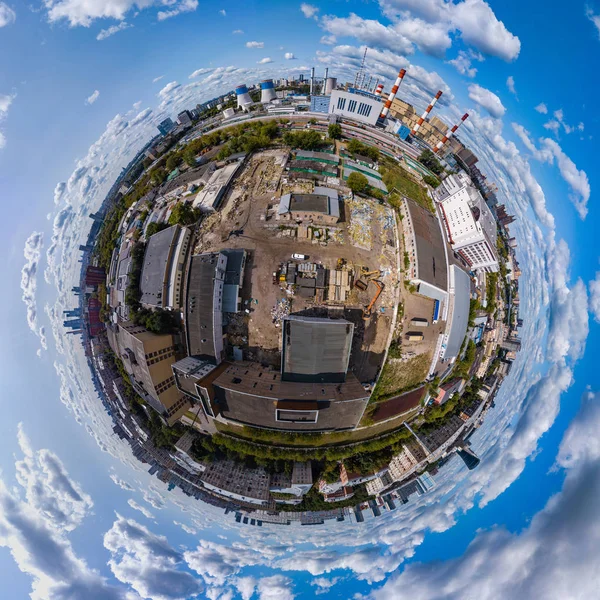 粉碎旧建筑建设新的 空中360度球面视图从无人机 莫斯科 俄罗斯 — 图库照片