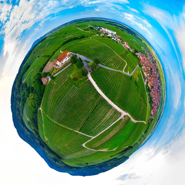 Pequeño Pueblo Francés Dambach Ville Iglesia Medieval Vista Aérea Panorámica — Foto de Stock