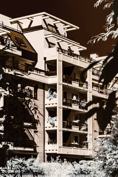 Modern Apartment Building Strasbourg Infrared View Sunny Day France — Stock Photo, Image