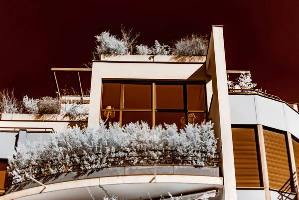 Modern Apartment Building Strasbourg Infrared View Sunny Day France — Stock Photo, Image