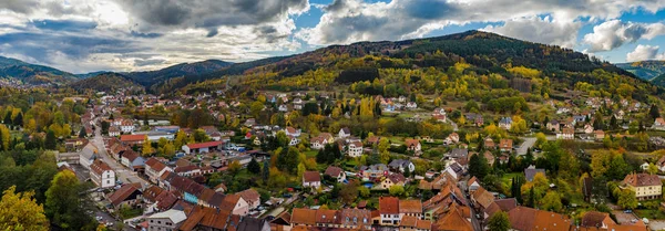 Panorammic 市フランス アルザス地方シルメックの空撮 — ストック写真