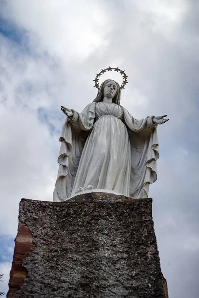 Saint Mary Statue Old Medieval Castle Schirmeck — Stock Photo, Image