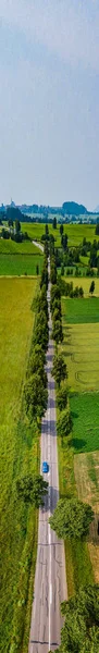 Вертикальний Панорамний Вид Дорогу Зроблений Безпілотника Корисно Високого Банера — стокове фото