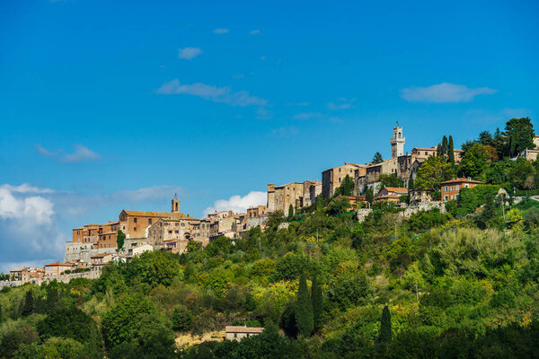 Medieval old italian city on the top of the hill, Tuscany, Italy