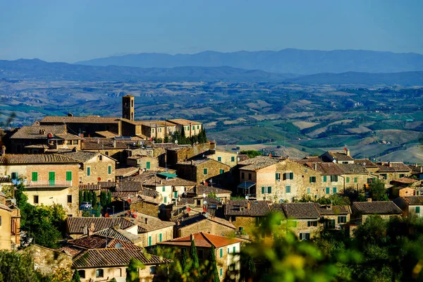 Middeleeuwse Oude Italiaanse Stad Bovenkant Van Heuvel Toscane Italië — Stockfoto