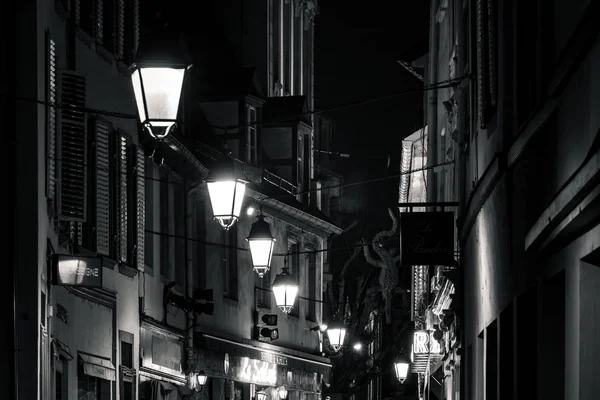 Redaksiyon 20Th Şubat 2019 Strazburg Fransa Şehir Gece Sokak Görünümü — Stok fotoğraf
