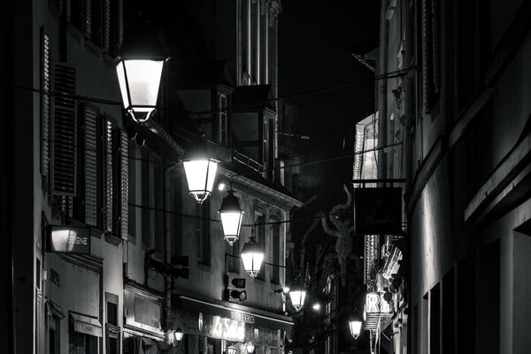 Editorial: 20th February 2019: Strasbourg, France. City night street view