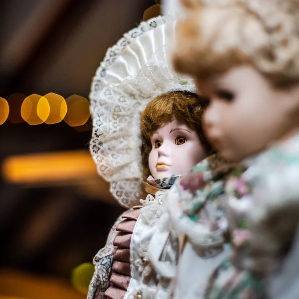Bonecas Bonitas Domingo Brocante Pequena Aldeia Alsacien França — Fotografia de Stock