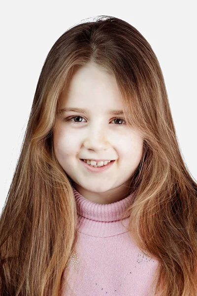 Schoolgirl with long blond hair portrait — Stock Photo, Image