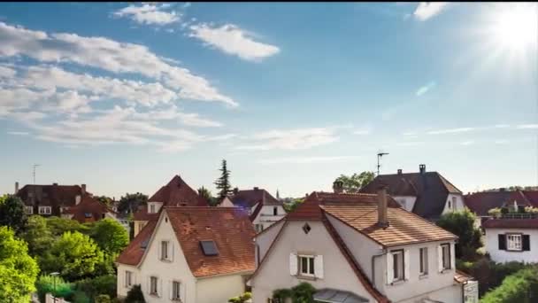 Pôr Sol Nuvens Movimento Sobre Velho Quater Estrasburgo — Vídeo de Stock
