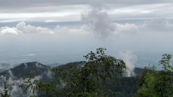 Rhine Vadisindeki Sis Bulutlar Schwarzwald Dağlarında Yüksek Bir Noktadan Bir — Stok video