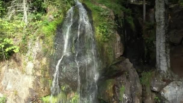 Большой Водопад Лесу Возле Деревни Ховальд Эльзасе Лето Франция — стоковое видео
