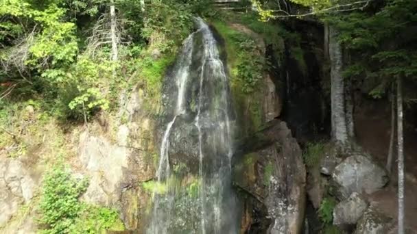 Grande Cascata Una Foresta Vicino Villaggio Hohwald Alsazia Estate Francia — Video Stock