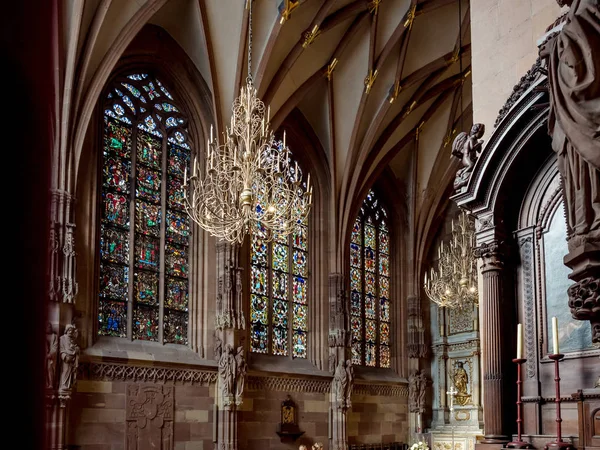 Majestic interiior of Strasbourg Cathedral with no persons insid — 스톡 사진