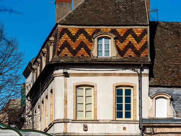 Hermosa Arquitectura Antigua Borgoña Calles Ciudad Beaune Soleado Día Primavera — Foto de Stock