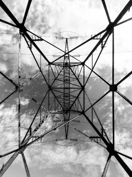 Power Transmission Mast Wide Angle View Geometry Symmetry France — Stock Photo, Image