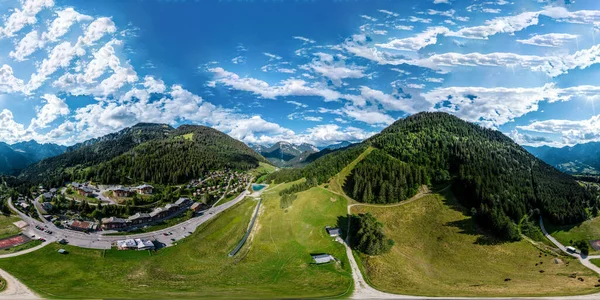 Vista Panorámica Alpina 360 Grados Desde Dron Día Verano —  Fotos de Stock