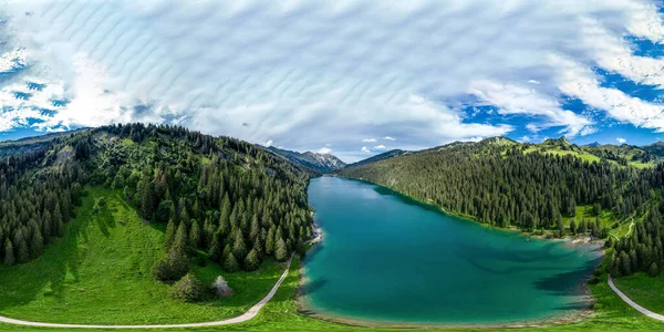 Alpine 360 Degrés Vue Panoramique Depuis Drone Jour Été — Photo