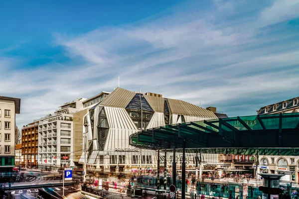 Leitartikel März 2017 Straßburg Frankreich Straßenbahnhaltestelle Zentrum Von Straßburg Homme — Stockfoto