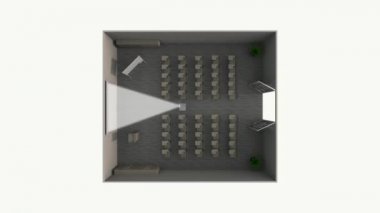 3D iç animasyon projeksiyon odası