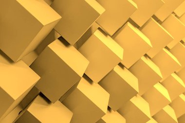 Çapraz olarak birkaç altın küpler sipariş ettim. Yumuşak akımlı trend. Üç boyutlu illüstrasyon. varyasyonlar